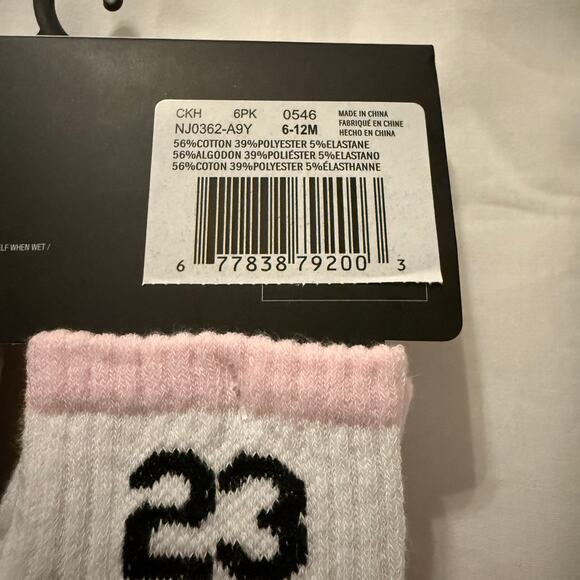 NIKE JORDAN Girls Socks Baby Newborn Ankle Lightweight 6 Pair Size 6-12 Months - Picture 5 of 6